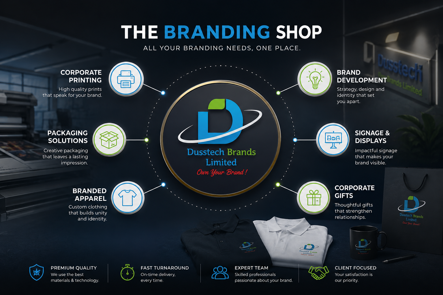 Dusstech Brands Limited branding showcase